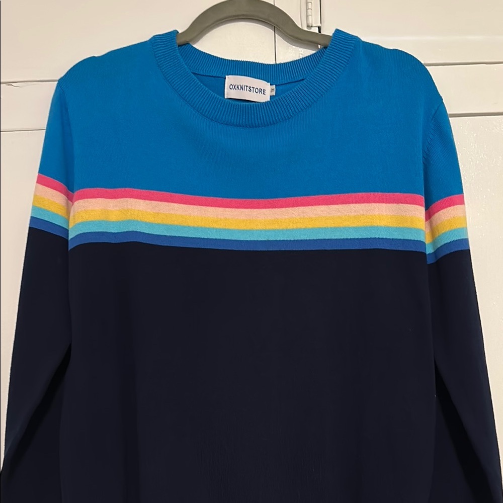 OXKNIT 1960's Retro Long Sleeve Rainbow Knit sweater